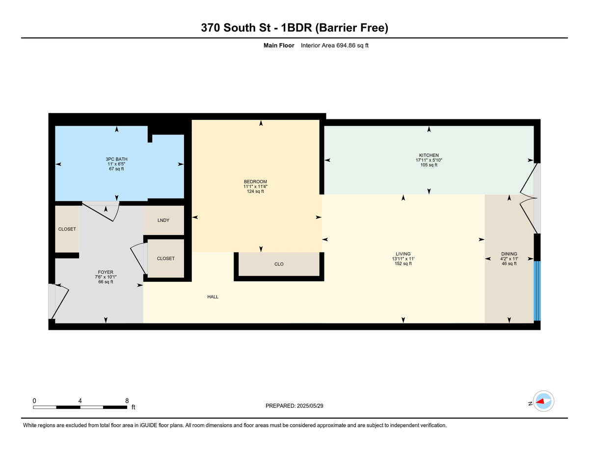 2D layout of a one-bedroom model suite apartment at Zerin Place on South Street at 370 South St. in London Ontario. A housing project by Zerin Development in VillageSoHo.